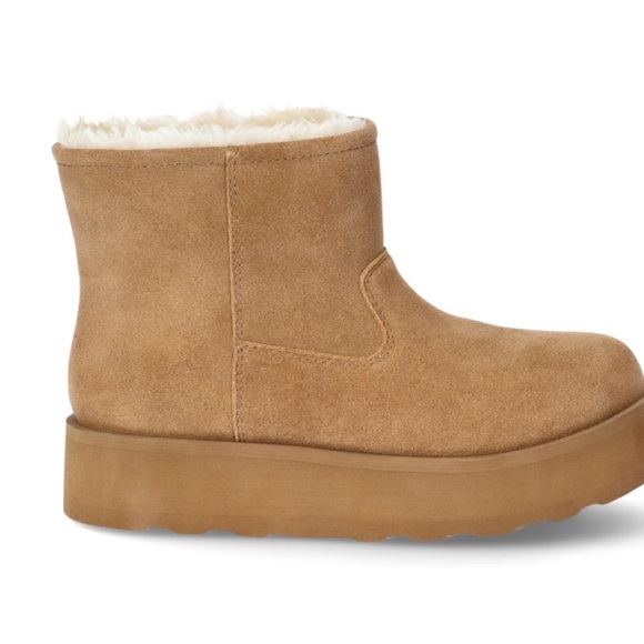 Tan Suede Platform Ankle Boots Time and Tru Women's Genuine Suede Platform Cozy - Picture 3 of 3